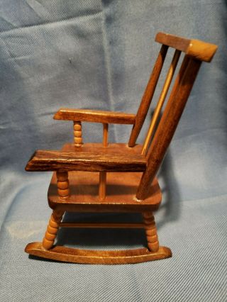 Miniature Hand Crafted Wood Doll Rocking Chair 8” Tall 3