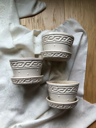 Vintage Mccoy Art Pottery Cactus Planter Greek Key Cream 4 3/4 By 3 1/4