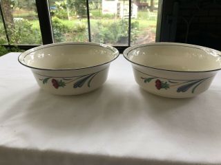 2 Lenox Poppies On Blue Chinastone 8 Inch Vegetable Serving Bowl