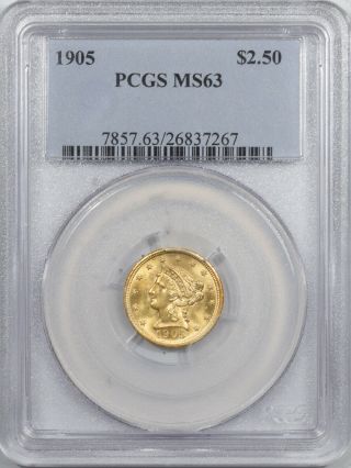 1905 $2.  50 Liberty Head Gold - Pcgs Ms - 63 Flashy