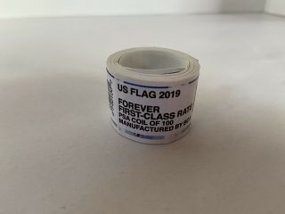 One (1) Roll /coil Of 2019 Us Flag Forever 100 Postage Stamps.