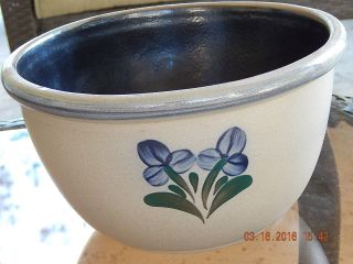 Rowe Pottery Large Glenflower Dough Bowl Mixing 10 3/4” Salt Glazed 1996