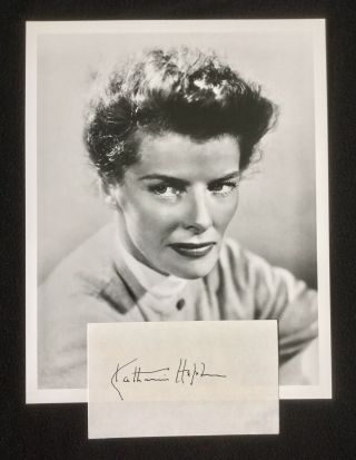 Katharine Hepburn,  3”x5” Card Signed Autograph,  8”x10” B&w Gloss Photo