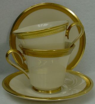 Lenox China Aristrocrat Pattern Cup & Saucer Set Cup 3 " Set Of Two (2)