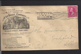 York,  York 1898 Illust Advt Cover J.  W.  Scott Co.  Postage Stamp Dealer.