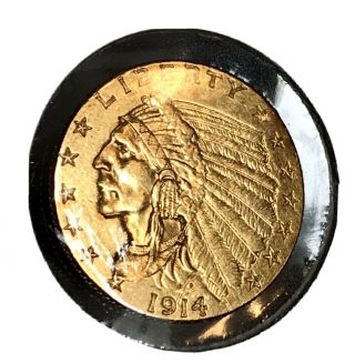 1914 D $2.  5 Indian Quarter Eagle Gold Uncertified And Uncleaned