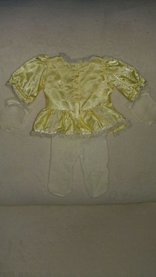 Vintage Cabbage Patch Kids shiny yellow dress with lace tights and gloves 2