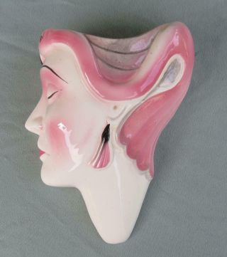 Vintage Ceramic Art Deco Lady Wall Pocket Head Vase