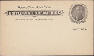 Puerto Rico,  1899 - 1900.  Post Card Ux1,