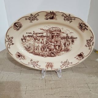 Vintage Shenango China Round Up Pattern 12 " Oval Platter Western