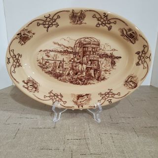 Vintage Shenango China Round Up Pattern 11 " Oval Platter Western