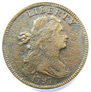 1797 Draped Bust Large Cent 1c Coin - Certified Anacs Vf30 Details - Rare Date