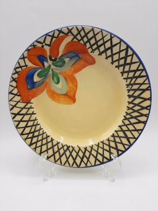 Vintage Lostro Czech Pottery Hand Painted Plate Yellow Blue
