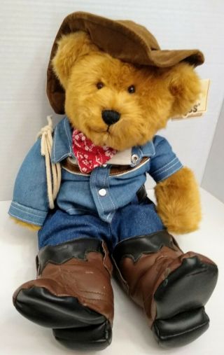 Russ Berrie & Co.  Western Cowboy Teddy Bear Sundance W/ Tag,  Boots,  Belt Buckle