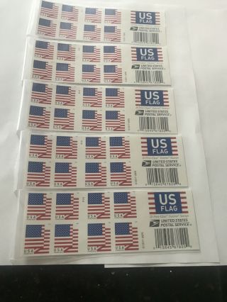 Five Booklets X 20 = 100 2018 Us Flag Usps Forever Postage Stamps.