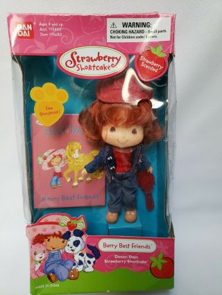 Bandai 2004 - Nib Strawberry Shortcake Doll Best Friends Denim Days W Brush