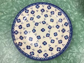 Polish pottery BOLESLAWEIC 4 Dinner Plates 9.  75” WIZA HAND MADE 2