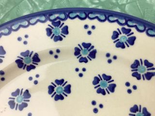 Polish pottery BOLESLAWEIC 4 Dinner Plates 9.  75” WIZA HAND MADE 3
