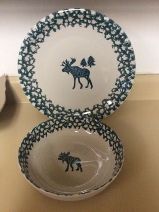 Folk Craft Tienshan Moose Country Serving Dishes 12 “ Platter & 9”bowl