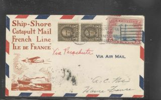 Us 1929 Ship To Shore Catapult & Parachute Cover From Ile De France