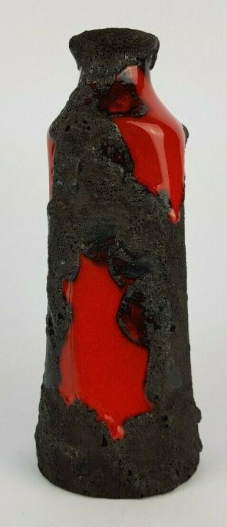 Vintage 60s/70s Marei Keramik Red Black Bottle Vase West German Pottery Fat Lava