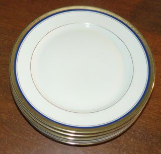 6 Thomas Ivory Bavaria 7 7/8 " Salad/lunch Plates Blue Band Gilded Edge