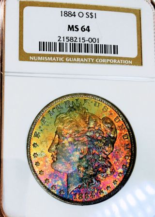 1884 O Morgan Dollar Ngc Ms64 Insane Rainbow 4 Digit Coin Wow Nr 18430
