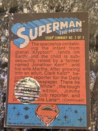 Superman,  Christopher Reeve signed 1978 “Paying A Call” trading Card with 3