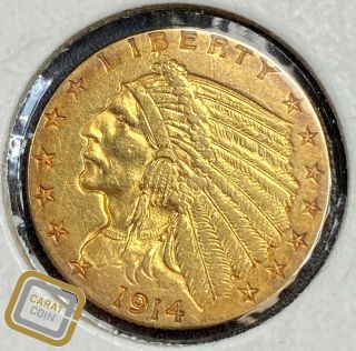 1914 $2.  5 Indian Head Gold Quarter Eagle Bu Choice Uncirculated Key Date Coin Nr