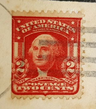 1907 Rare George Washington 2 Cent Us Stamp Scott 322 Red On Paper
