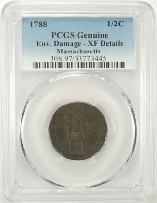 1788 Massachusetts Colonial Copper Half Cent (1/2) - Pcgs Xf Details 33773445
