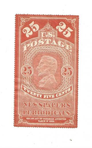 U S Stamp Scott Pr3 Twenty Five Cent Newspaper Stamp Cv 400.  00