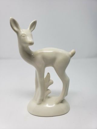 California Pottery White 8.  5 " Deer Figurine 1933 - 1947 Vtg