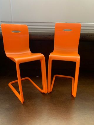Mattel Barbie Doll Orange Bar Stool Chairs Set Of 2