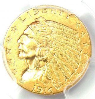 1914 - D Indian Gold Quarter Eagle $2.  50 Coin - Certified Pcgs Au55 - Rare Coin