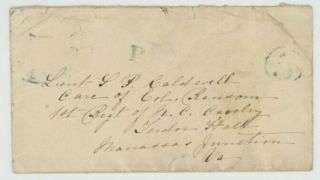 Mr Fancy Cancel Csa Stampless Cover Paid 5 To Lt Caldwell 1st Reg Nc Cavalry