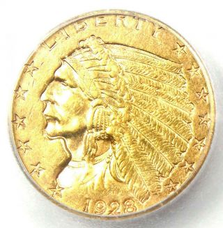 1928 Indian Gold Quarter Eagle $2.  50 Coin - Certified Icg Ms60 Details (unc Ms)