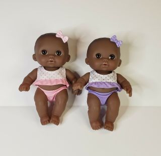 Two Berenguer Baby Dolls African American 9 " Soft Body 24 - 12