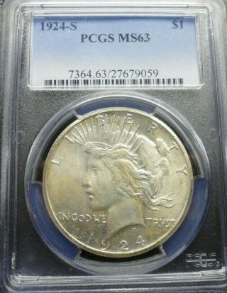 1924 - S Peace Dollar Pcgs Ms63