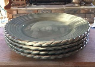 Artimino Tuscan Countryside Sage Set Of (4) 11 1/8 “ Dinner Plates Rope Rim Exc