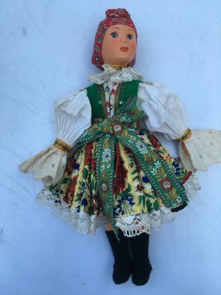 Vintage Czech Porcelain 12 " Doll In Ethnic Dress,  Bought In Prague 1950 - 60s