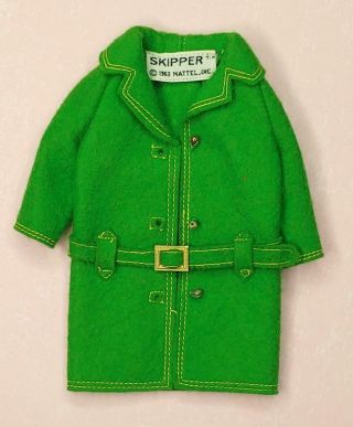 Vintage Mattel Skipper Green Town Togs 1922 Wool Felt Coat With Belt