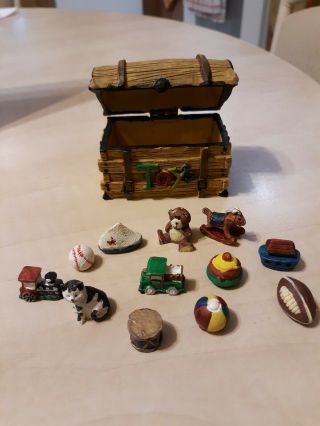 Toy Chest With 12 Toys Dolls House Miniature Box