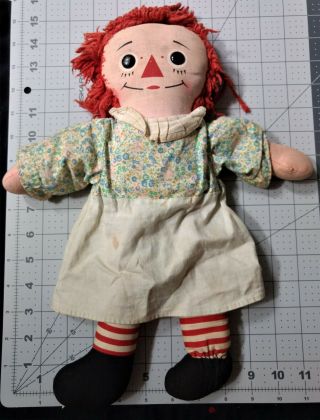 Vintage Knickerbocker 15 Inch Raggedy Ann Doll I Love You Heart On Chest