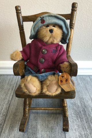 Wood Doll Teddy Bear Rocking Chair 11.  5” Tall Homemade Boyd Bear