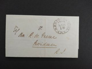 U.  S.  Express 1850s Stampless Cover,  York City To Providence,  Ri