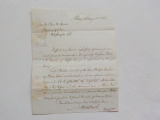 Civil War Letter 1862 Governor Signature 100th York Secretary Of War Stanton