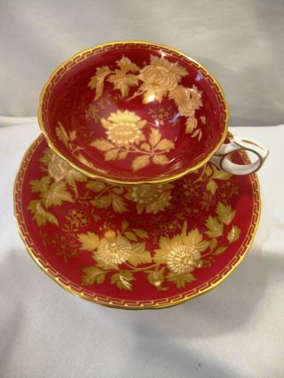 Wedgwood Tonquin Ruby Teacup And Saucer In