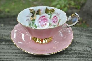 Vintage Pink With Pink Roses Queen Anne Bone China Cup And Saucer