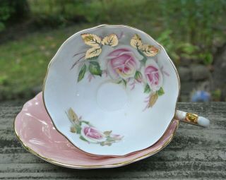 Vintage Pink with Pink Roses Queen Anne Bone china Cup and Saucer 2